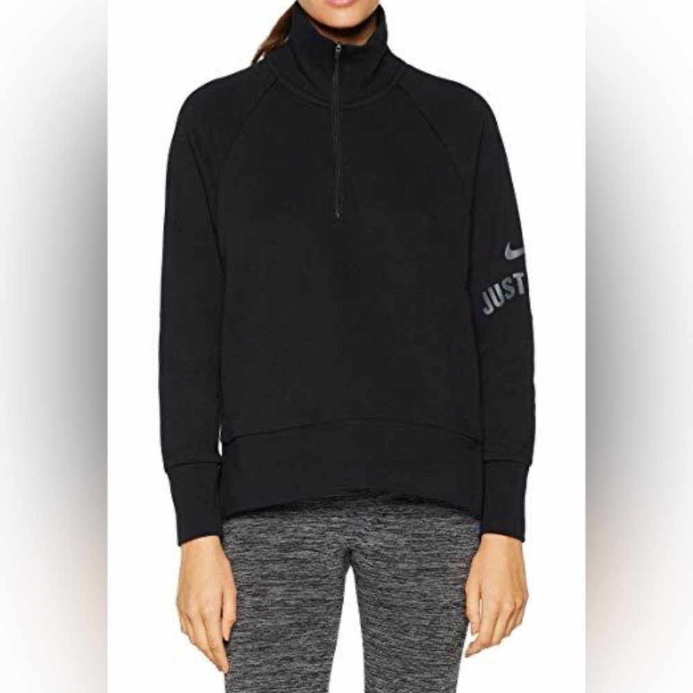 Nike Just do it Oversized Black Quarter zip sweatshirt Women’s large mock neck